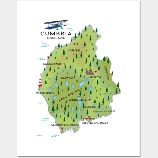 Cumbria England Map Posters and Art